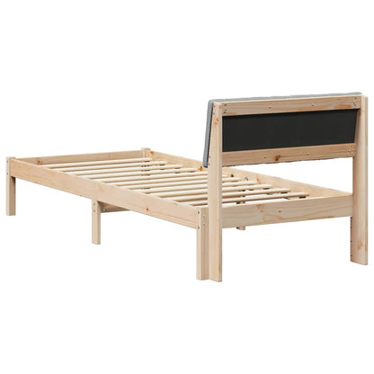 Bed frame Brown and light grey 75 x 190 cm Solid pine wood