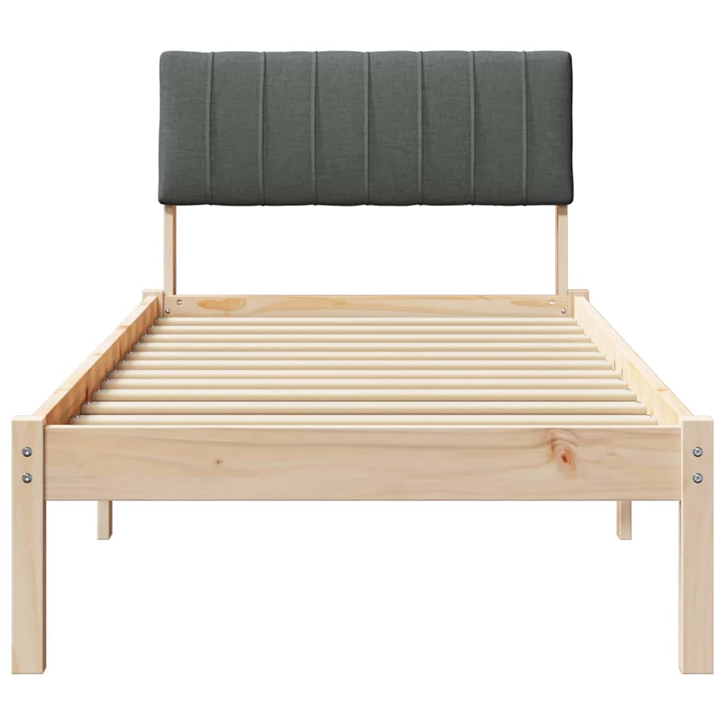 Bed frame Brown and dark grey 75 x 190 cm Solid pine wood