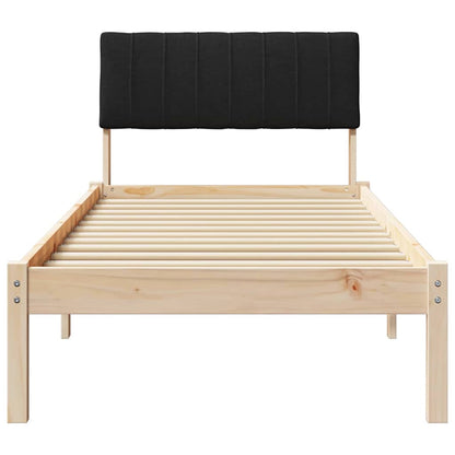 Bed frame Brown and black 75 x 190 cm Solid pine wood