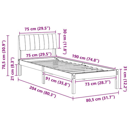 Bed frame Brown and black 75 x 190 cm Solid pine wood