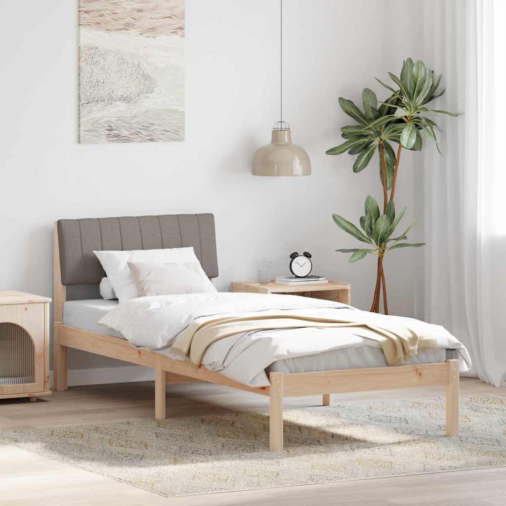 Bed frame Brown and taupe 75 x 190 cm Solid pine wood