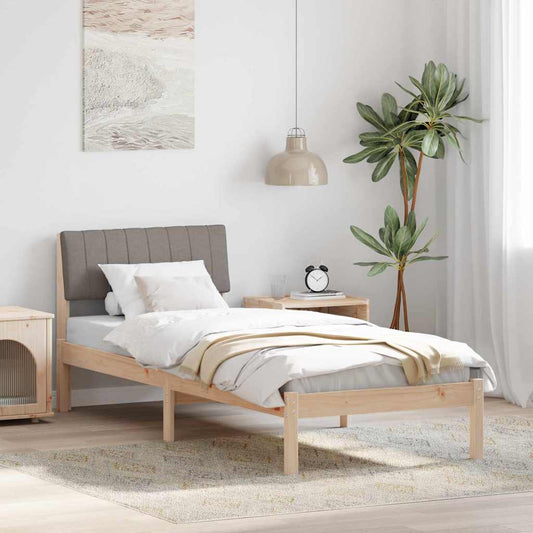 Bed frame Brown and taupe 75 x 190 cm Solid pine wood