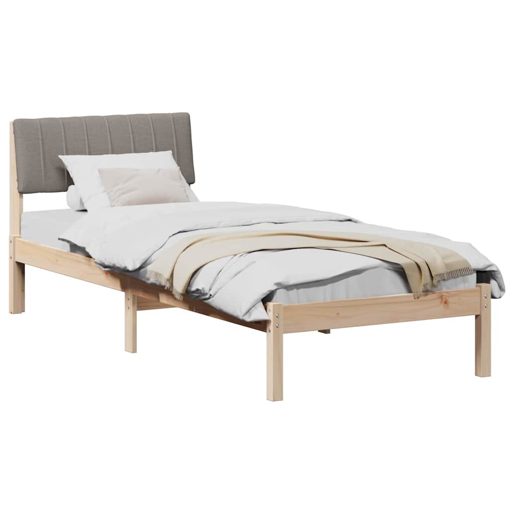 Bed frame Brown and taupe 75 x 190 cm Solid pine wood