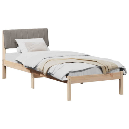 Bed frame Brown and taupe 75 x 190 cm Solid pine wood