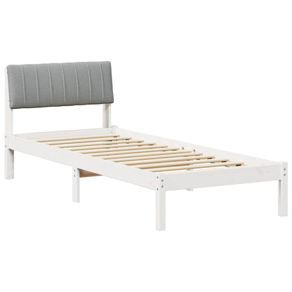 Bed frame White and light grey 75 x 190 cm Solid pine wood