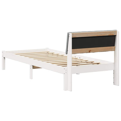 Bed frame White and light grey 75 x 190 cm Solid pine wood