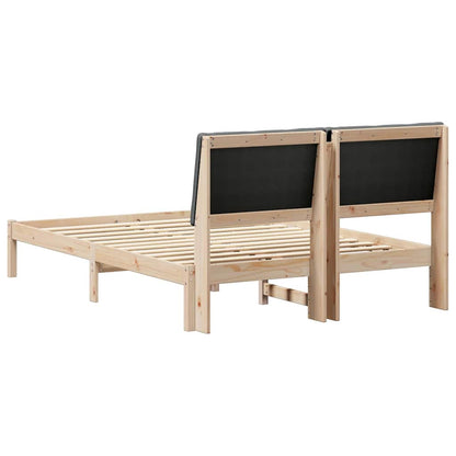 Bed frame Brown and dark grey 140 x 200 cm Solid pine wood
