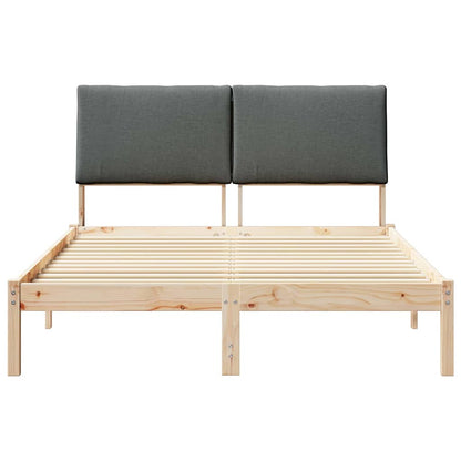 Bed frame Brown and dark grey 140 x 200 cm Solid pine wood