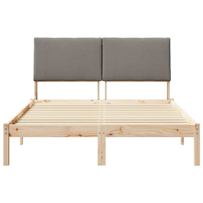 Bed frame Brown and taupe 140 x 200 cm Solid pine wood