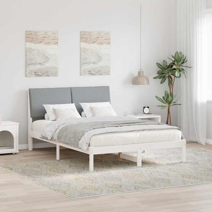 Bed frame White and light grey 140 x 200 cm Solid pine wood