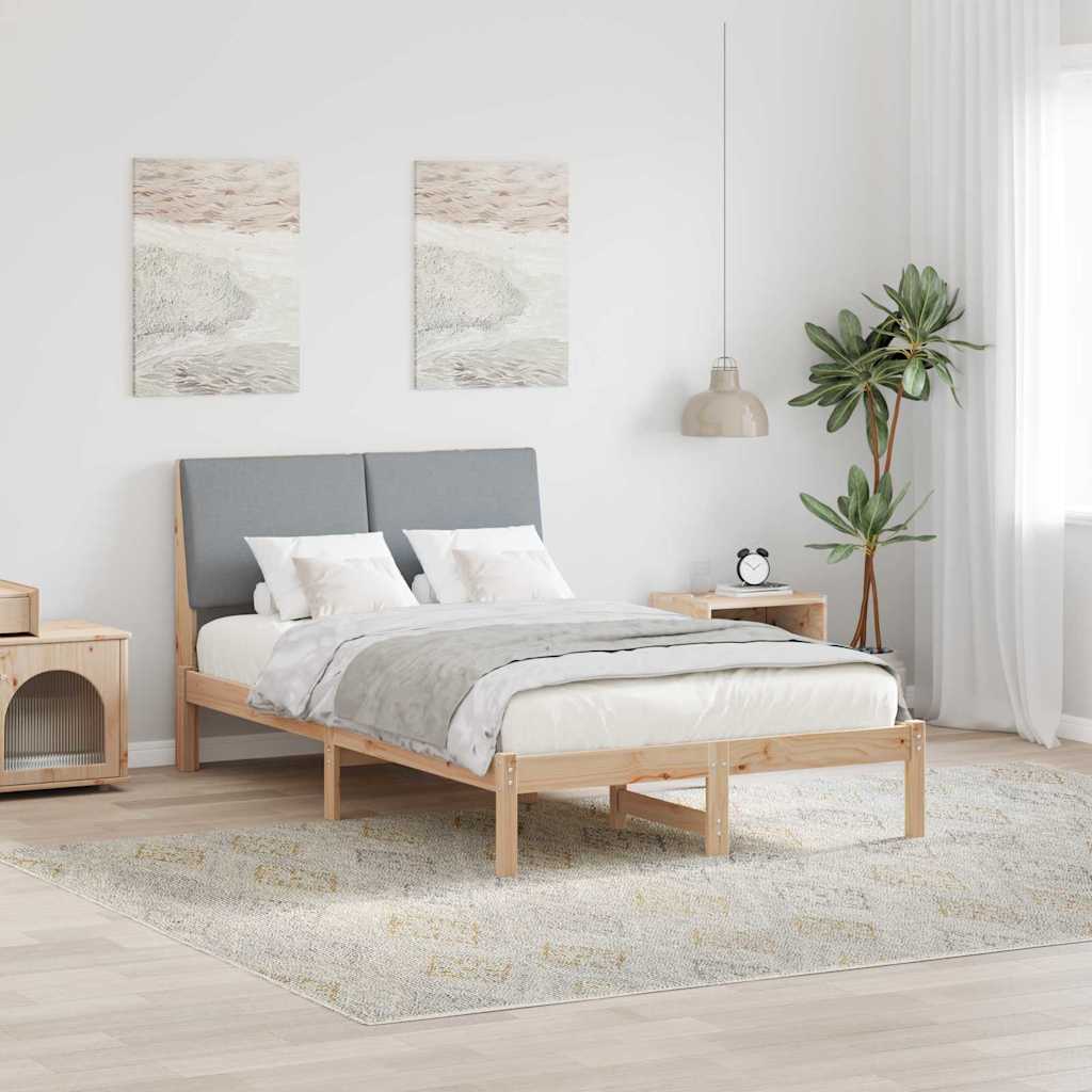 Bed frame Brown and light grey 120 x 200 cm Solid pine wood