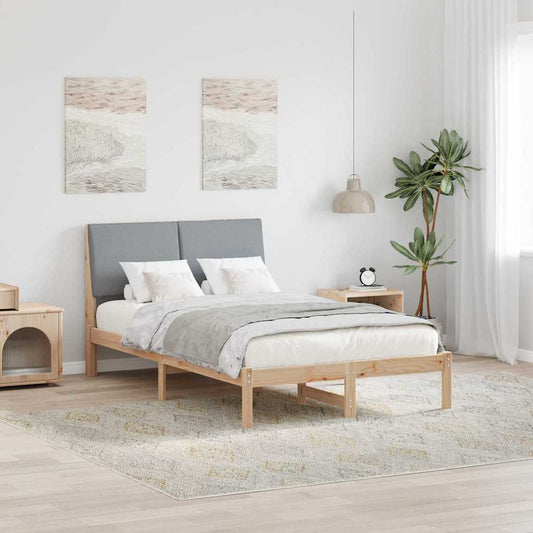 Bed frame Brown and light grey 120 x 200 cm Solid pine wood