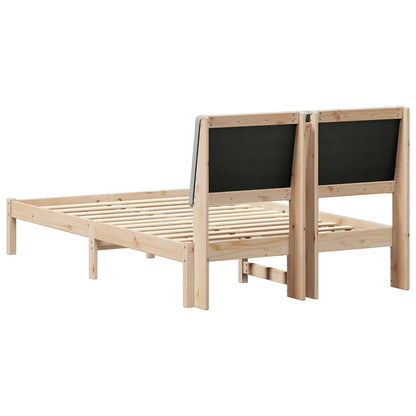 Bed frame Brown and light grey 120 x 200 cm Solid pine wood