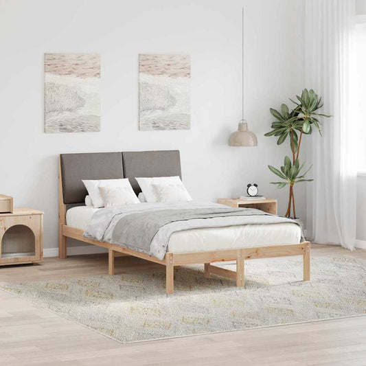 Bed frame Brown and taupe 120 x 200 cm Solid pine wood
