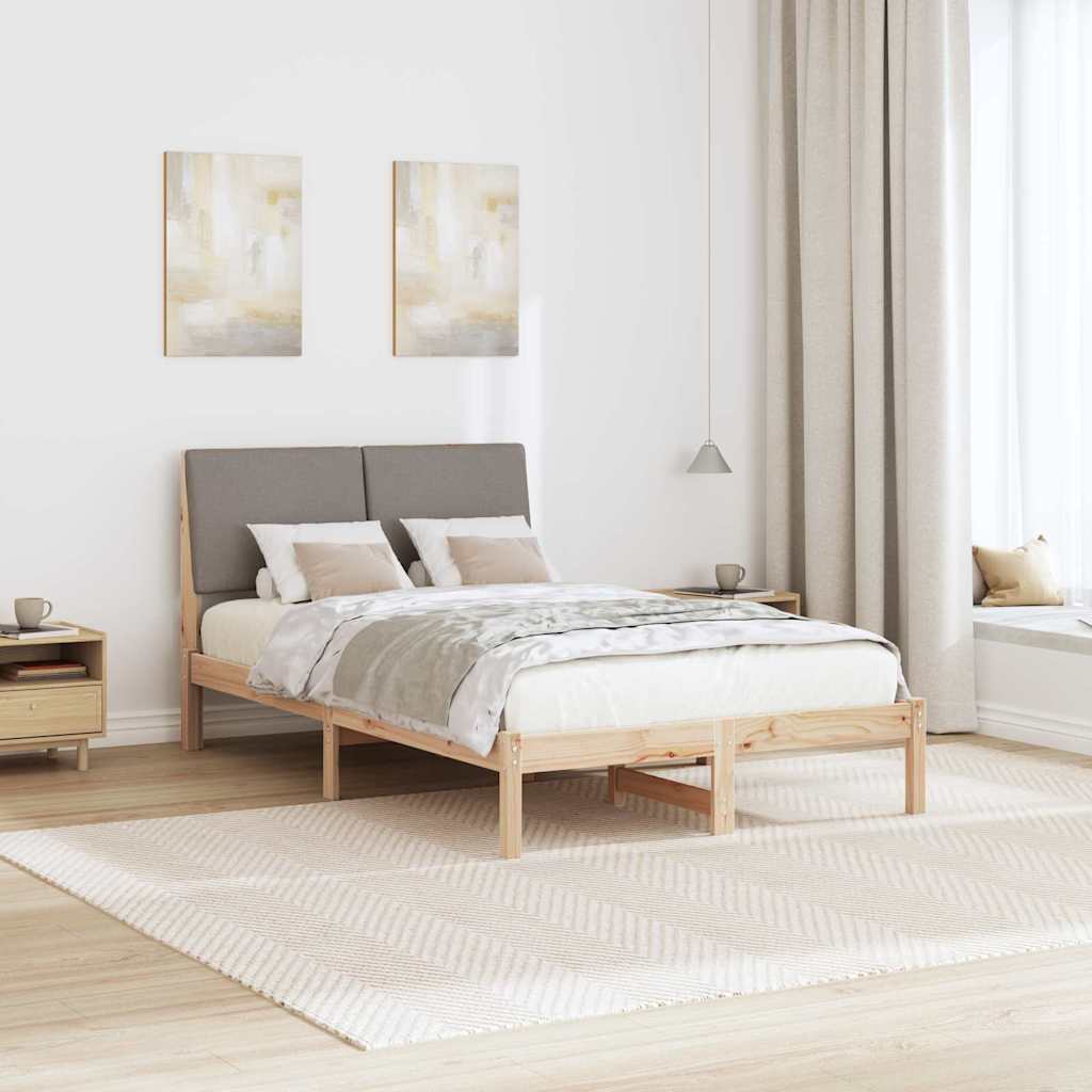 Bed frame Brown and taupe 120 x 200 cm Solid pine wood