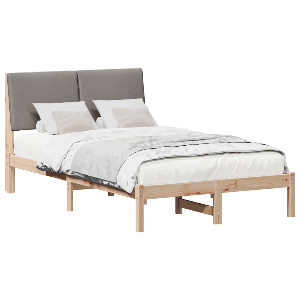 Bed frame Brown and taupe 120 x 200 cm Solid pine wood