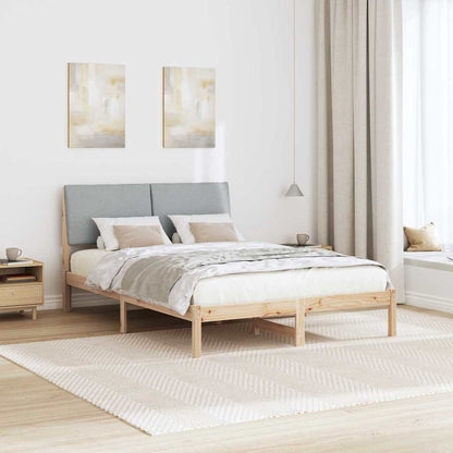 Bed frame Brown and light grey 140 x 190 cm Solid pine wood