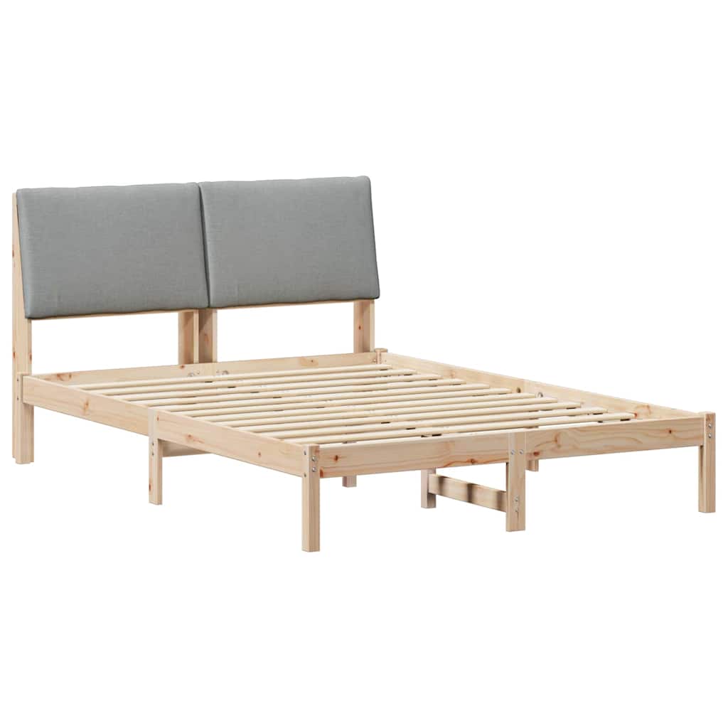 Bed frame Brown and light grey 140 x 190 cm Solid pine wood