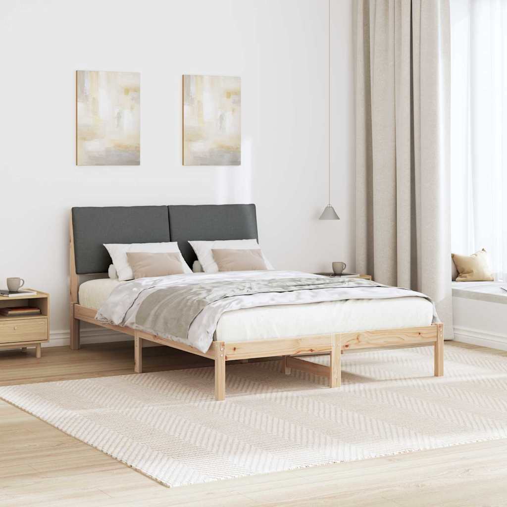 Bed frame Brown and dark grey 140 x 190 cm Solid pine wood