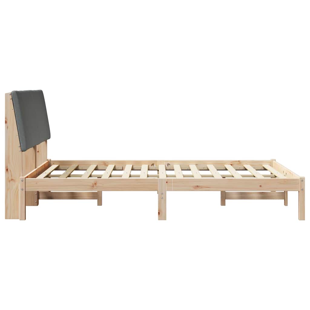 Bed frame Brown and dark grey 140 x 190 cm Solid pine wood