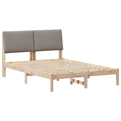 Bed frame Brown and taupe 140 x 190 cm Solid pine wood