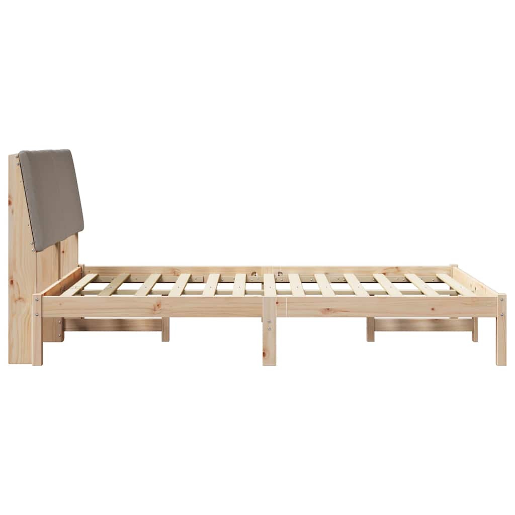 Bed frame Brown and taupe 140 x 190 cm Solid pine wood