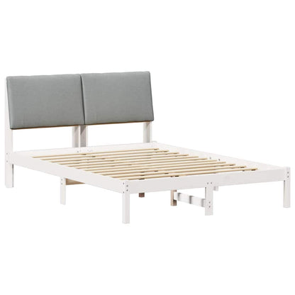 Bed frame White and light grey 140 x 190 cm Solid pine wood