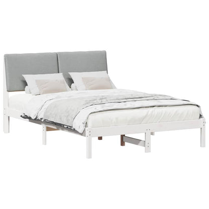 Bed frame White and light grey 140 x 190 cm Solid pine wood