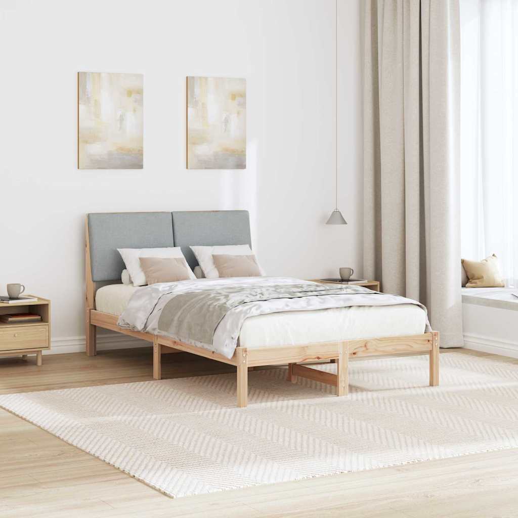 Bed frame Brown and light grey 135 x 190 cm Solid pine wood