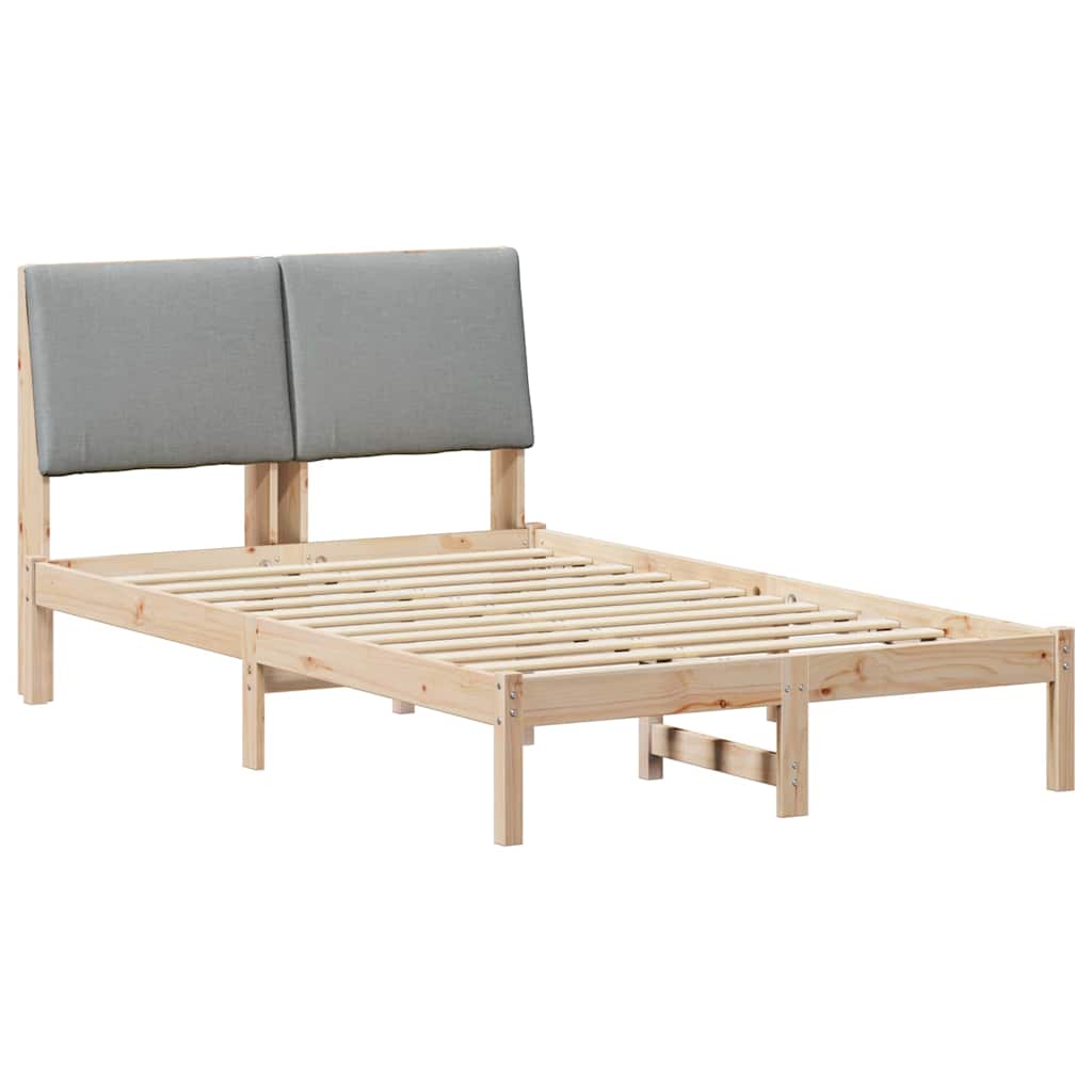 Bed frame Brown and light grey 135 x 190 cm Solid pine wood