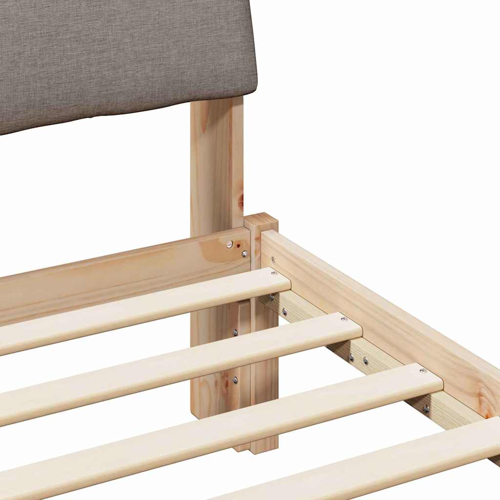 Bed frame Brown and taupe 135 x 190 cm Solid pine wood