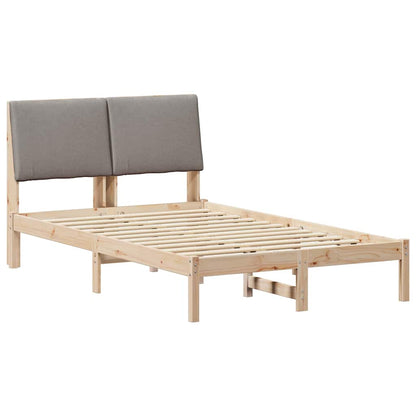Bed frame Brown and taupe 135 x 190 cm Solid pine wood