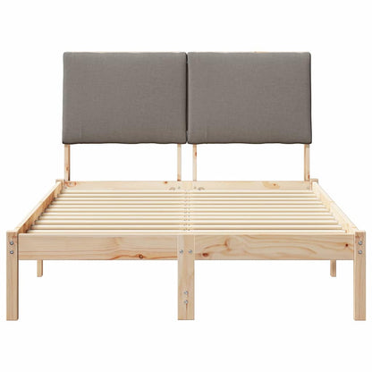 Bed frame Brown and taupe 135 x 190 cm Solid pine wood