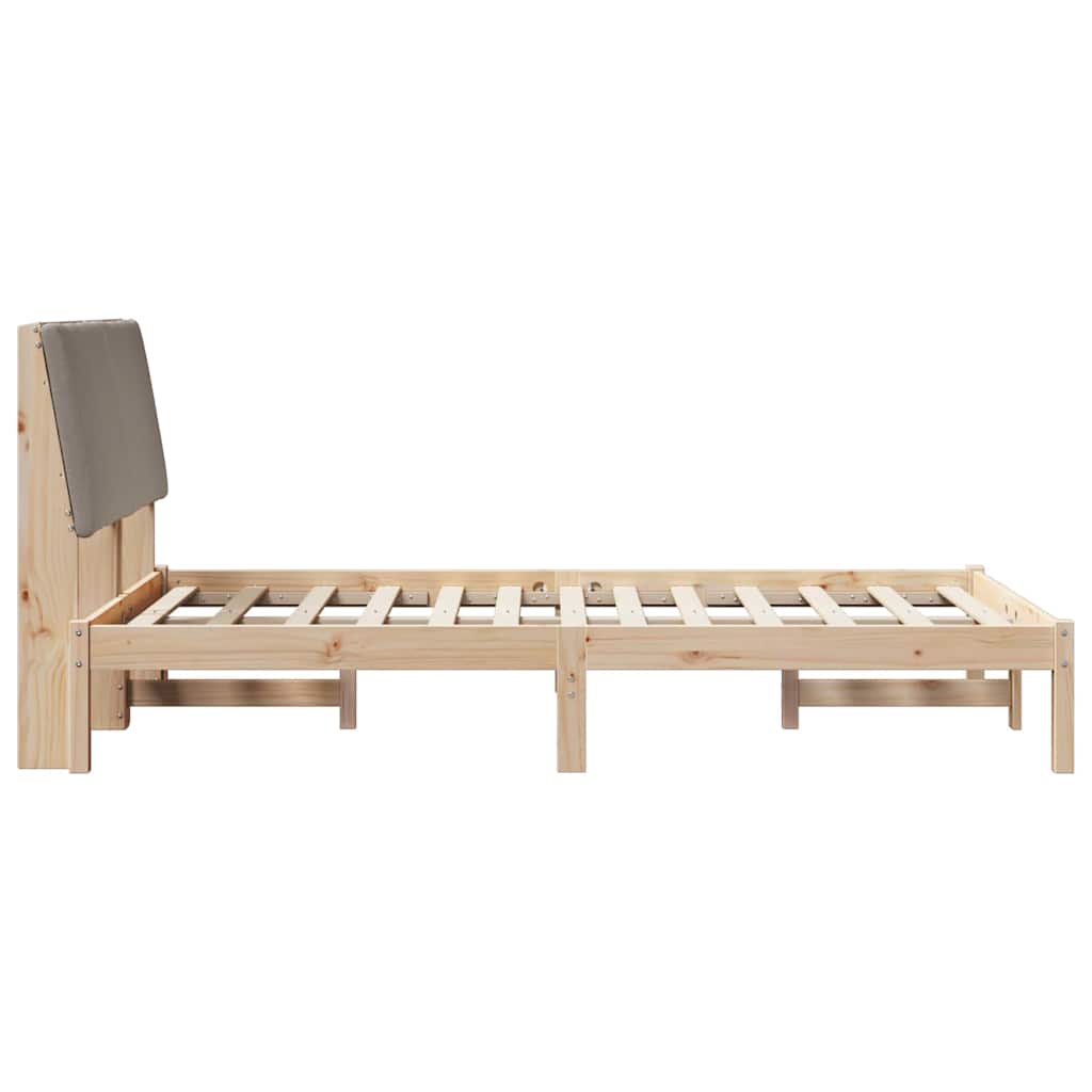 Bed frame Brown and taupe 135 x 190 cm Solid pine wood