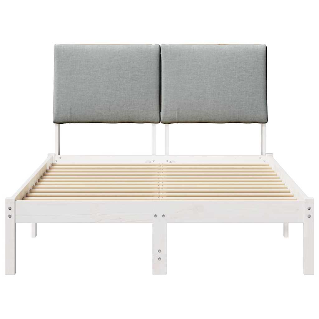 Bed frame White and light grey 135 x 190 cm Solid pine wood