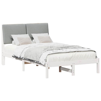Bed frame White and light grey 135 x 190 cm Solid pine wood