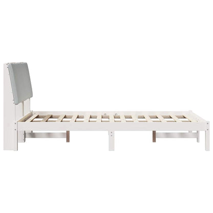 Bed frame White and light grey 135 x 190 cm Solid pine wood