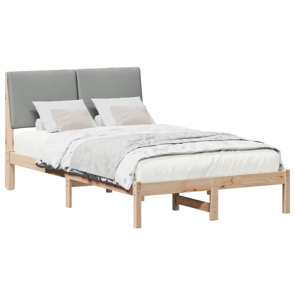 Bed frame Brown and light grey 120 x 190 cm Solid pine wood