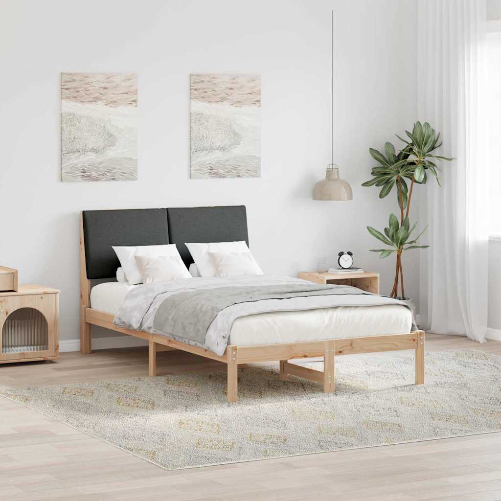 Bed frame Brown and dark grey 120 x 190 cm Solid pine wood