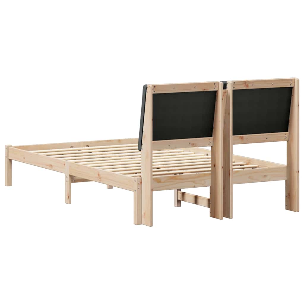 Bed frame Brown and dark grey 120 x 190 cm Solid pine wood