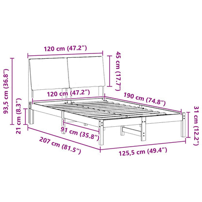 Bed frame Brown and dark grey 120 x 190 cm Solid pine wood