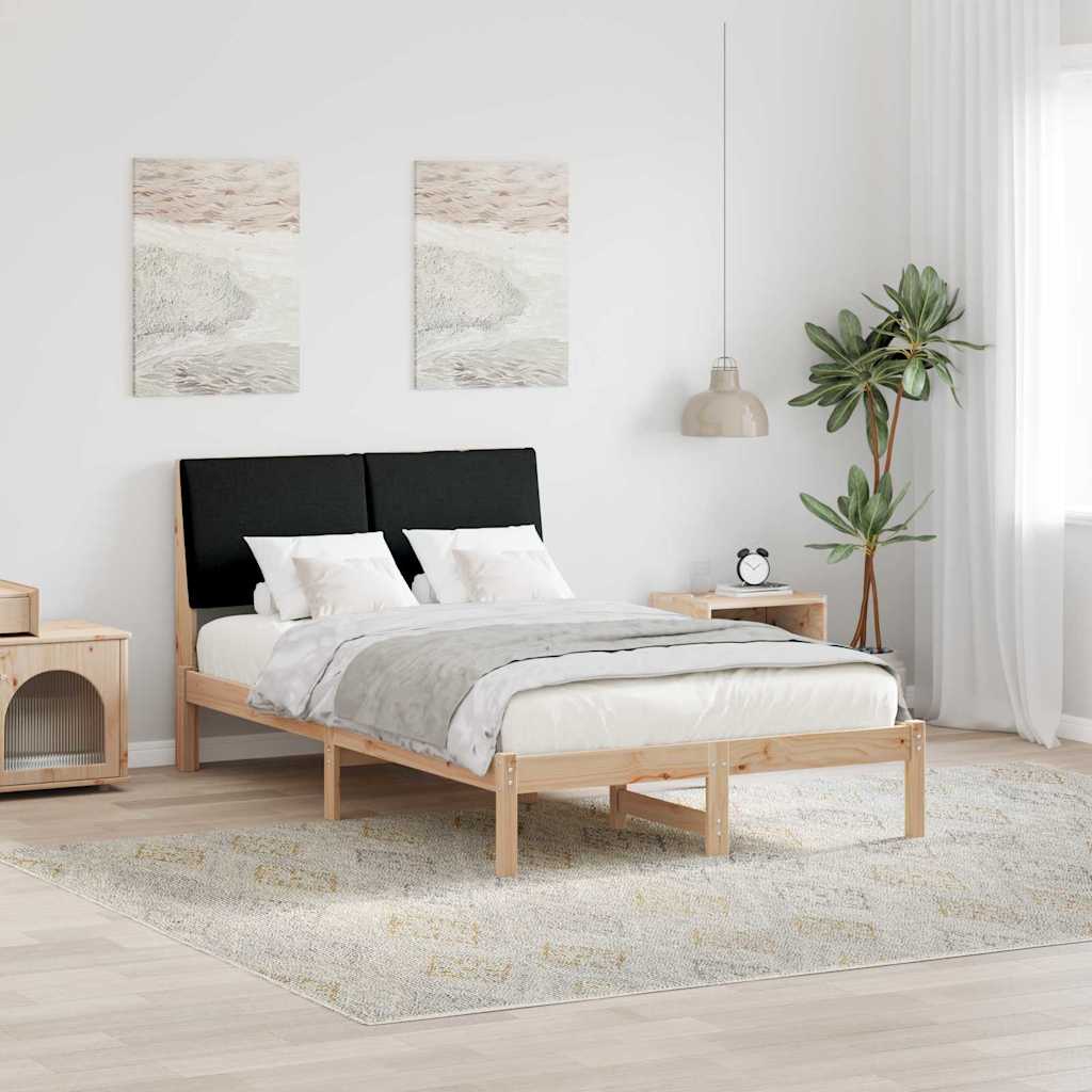 Bed frame Brown and black 120 x 190 cm Solid pine wood