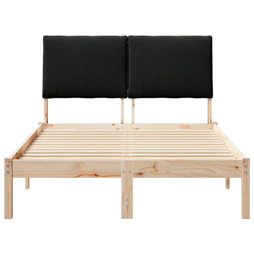 Bed frame Brown and black 120 x 190 cm Solid pine wood
