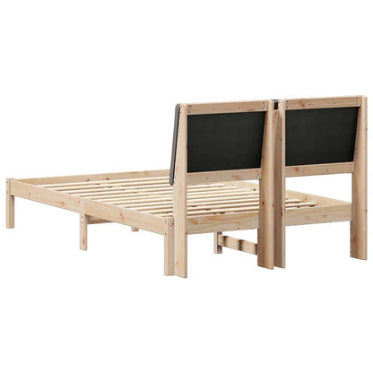 Bed frame Brown and taupe 120 x 190 cm Solid pine wood