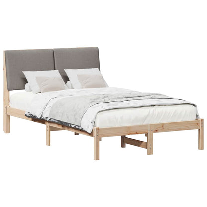 Bed frame Brown and taupe 120 x 190 cm Solid pine wood
