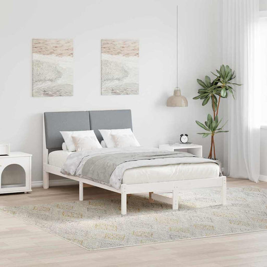 Bed frame White and light grey 120 x 190 cm Solid pine wood