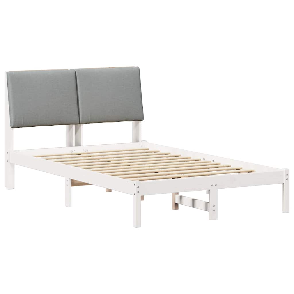 Bed frame White and light grey 120 x 190 cm Solid pine wood