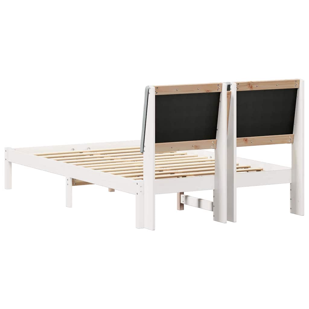 Bed frame White and light grey 120 x 190 cm Solid pine wood