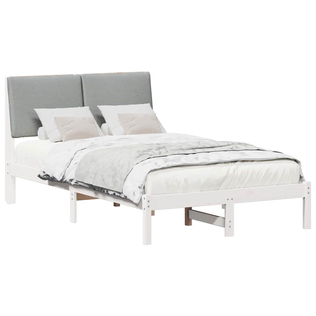 Bed frame White and light grey 120 x 190 cm Solid pine wood