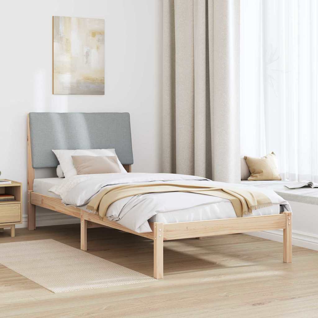 Bed frame Brown and light grey 100 x 200 cm Solid pine wood